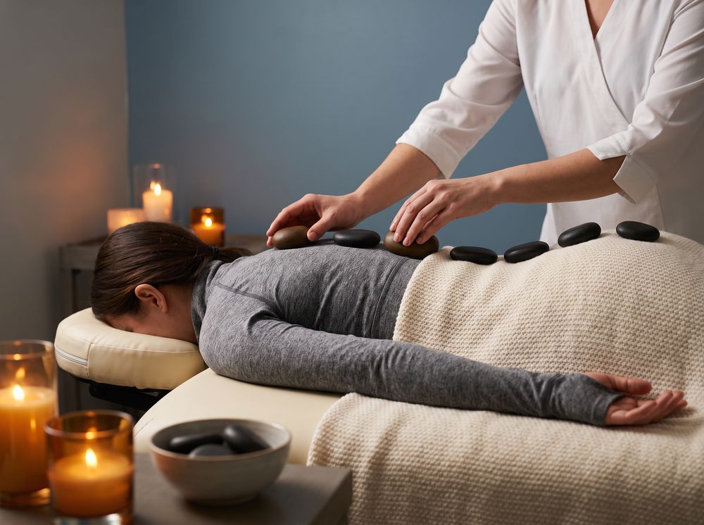 Hot stone therapy at Heavenly Therapeutic Massage
